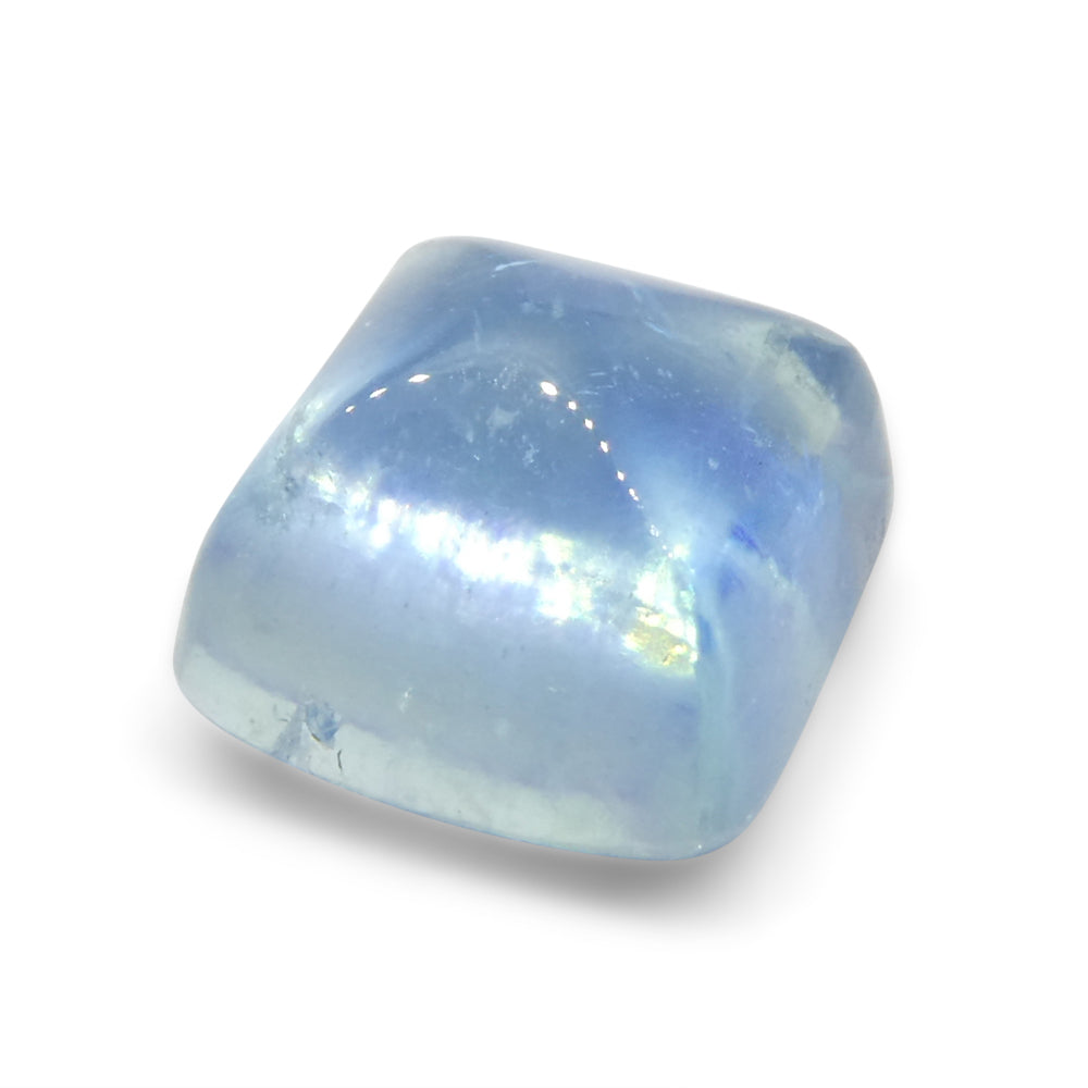 3.32ct Square Sugarloaf Cabochon Blue Aquamarine from Brazil - Skyjems Wholesale Gemstones