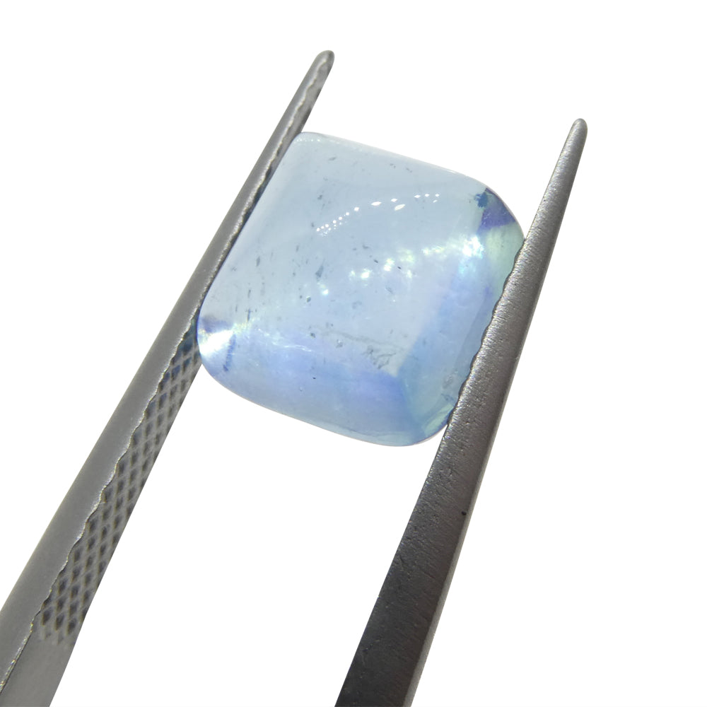 3.32ct Square Sugarloaf Cabochon Blue Aquamarine from Brazil - Skyjems Wholesale Gemstones