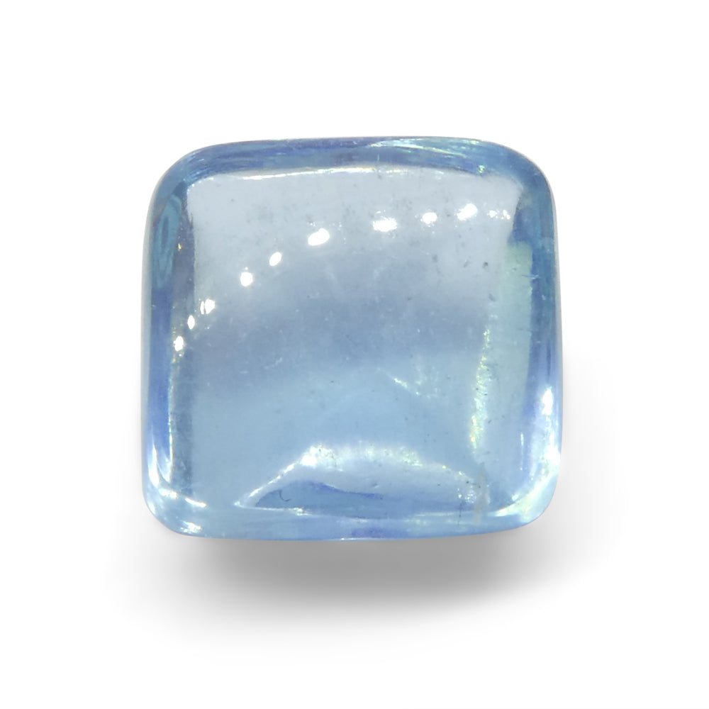 4.04ct Square Sugarloaf Cabochon Blue Aquamarine from Brazil - Skyjems Wholesale Gemstones