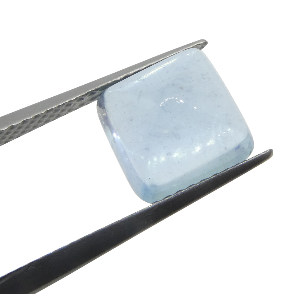 4.04ct Square Sugarloaf Cabochon Blue Aquamarine from Brazil - Skyjems Wholesale Gemstones