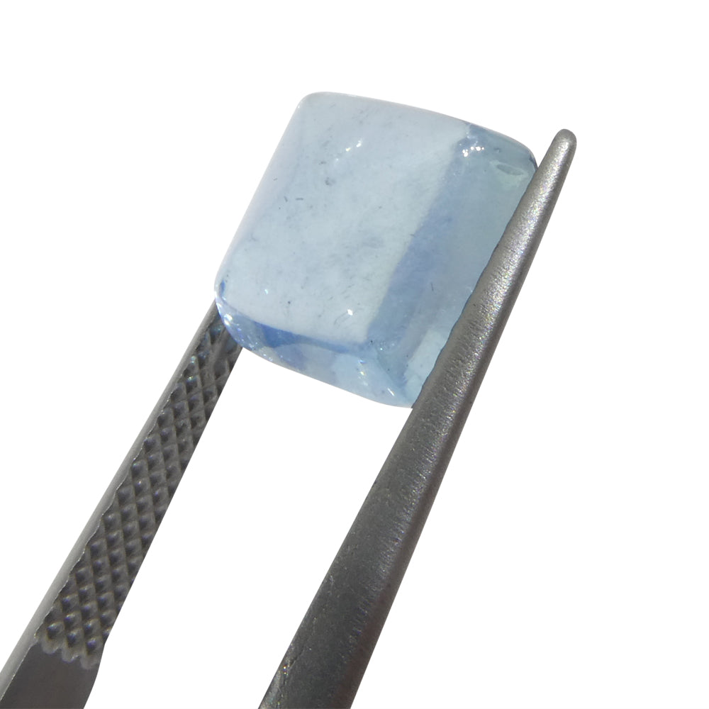 4.04ct Square Sugarloaf Cabochon Blue Aquamarine from Brazil - Skyjems Wholesale Gemstones