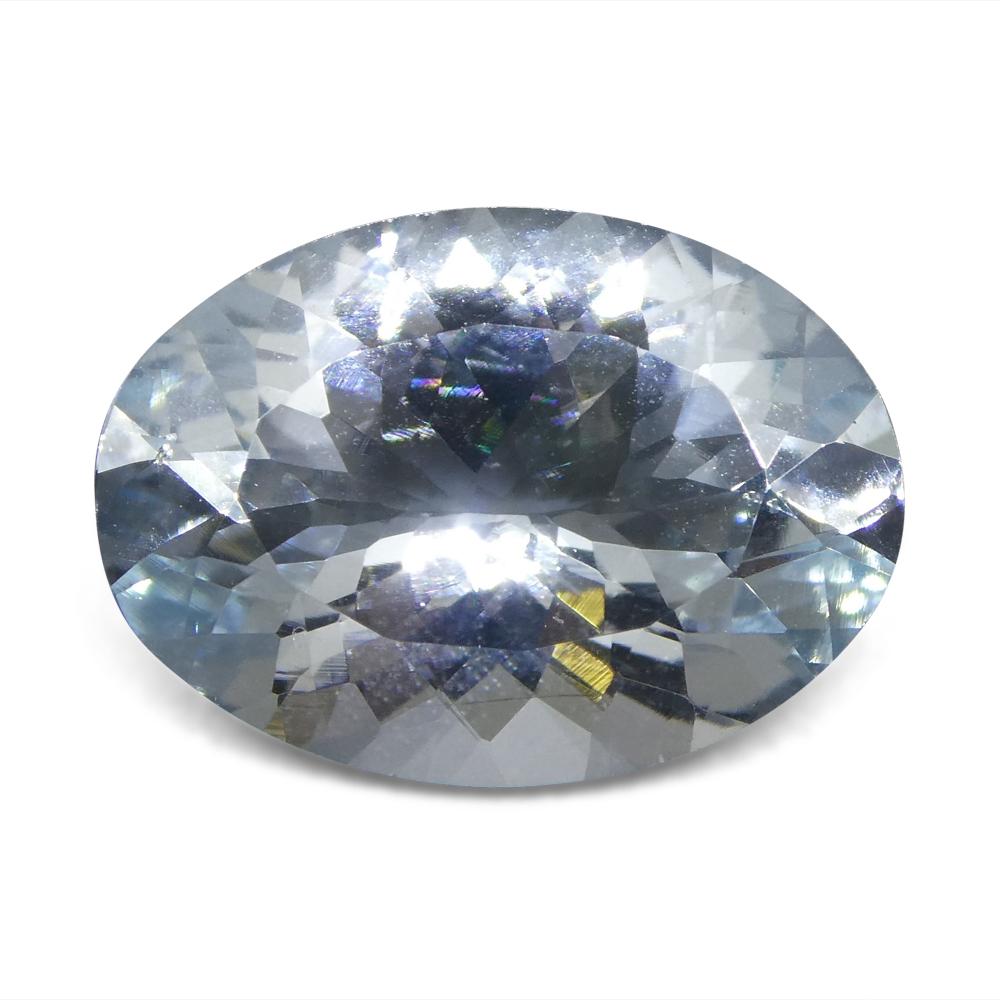 4.66 ct Brazilian Blue Oval Aquamarine Gemstone from SkyJems - Elegant Very Slightly Grayish Blue Beryl