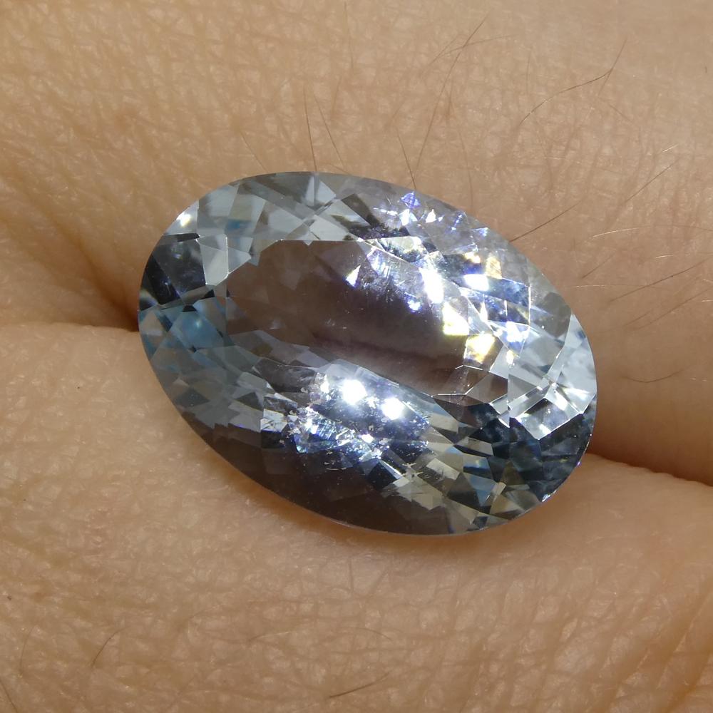 5.35ct Brazilian Blue Oval Aquamarine from SkyJems, premium beryl gemstone with modified brilliant cut