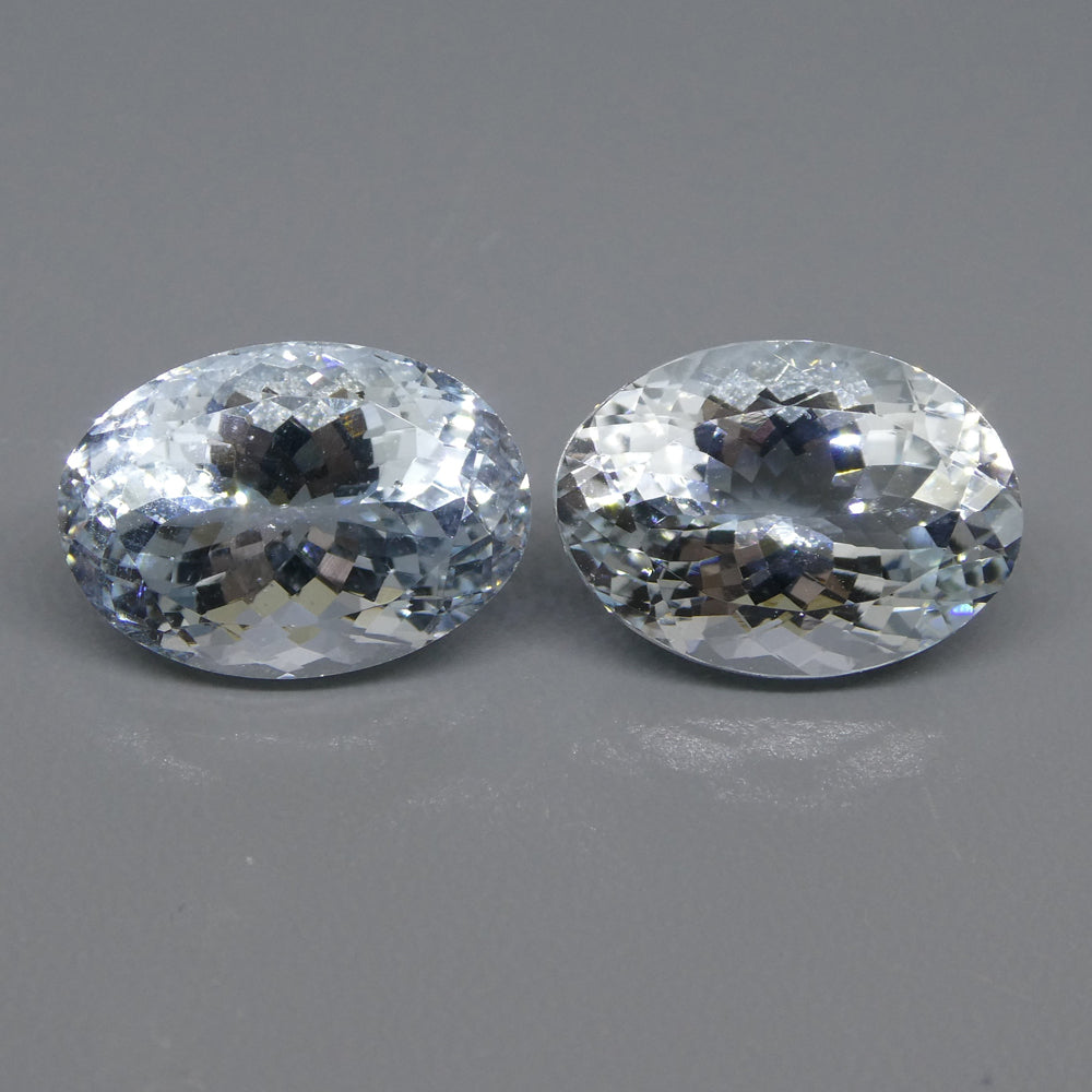 12.58ct Oval Blue Aquamarine Pair from Brazil, Mixed Cut Gemstones by SkyJems Canadian Gem Specialists