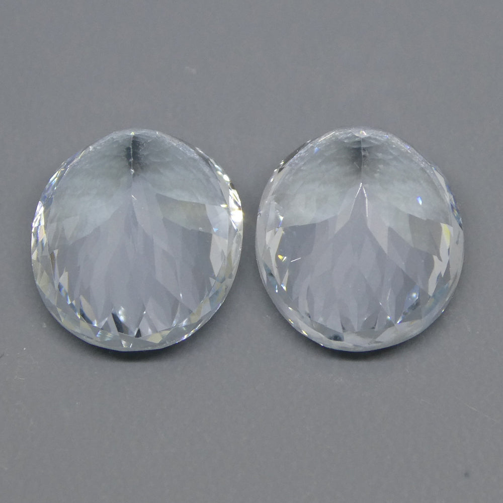 SkyJems 10.78ct Oval Blue Aquamarine Pair from Brazil, Mixed Cut Beryl Gemstone for Fine Jewelry