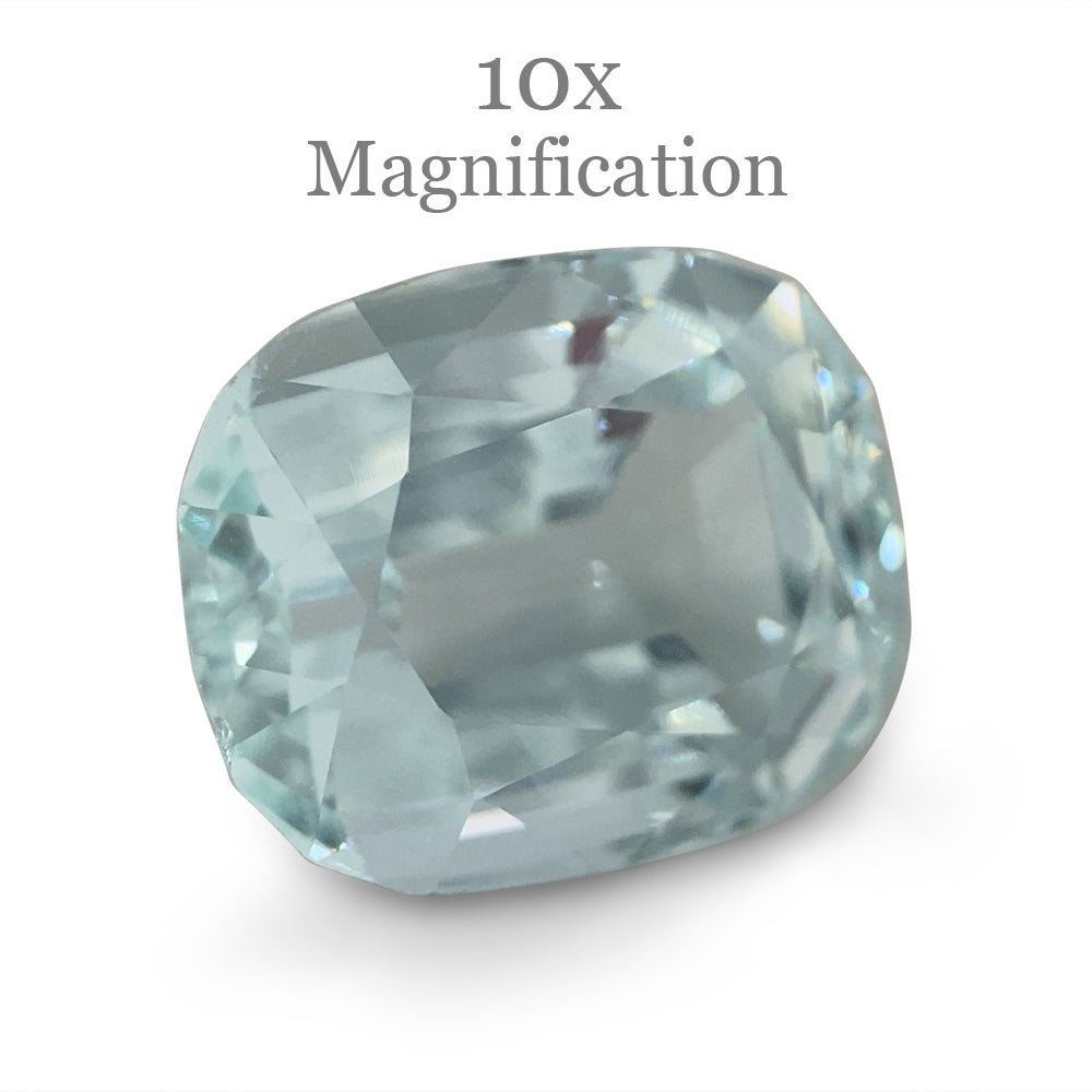 7.73ct Brazilian Blue Cushion Aquamarine from SkyJems, premium unheated beryl gemstone with step cut brilliance