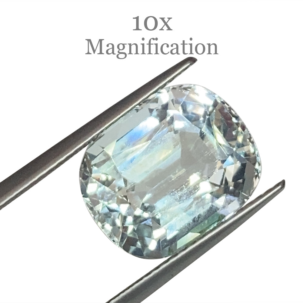 9.54ct Brazilian Cushion-Cut Aquamarine with Blue-Green Hue, Unheated Beryl Gemstone by SkyJems Canada