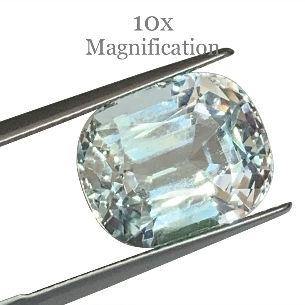 9.54ct Brazilian Cushion-Cut Aquamarine with Blue-Green Hue, Unheated Beryl Gemstone by SkyJems Canada