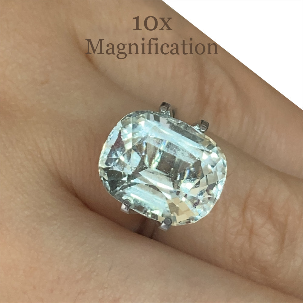 9.54ct Brazilian Cushion-Cut Aquamarine with Blue-Green Hue, Unheated Beryl Gemstone by SkyJems Canada