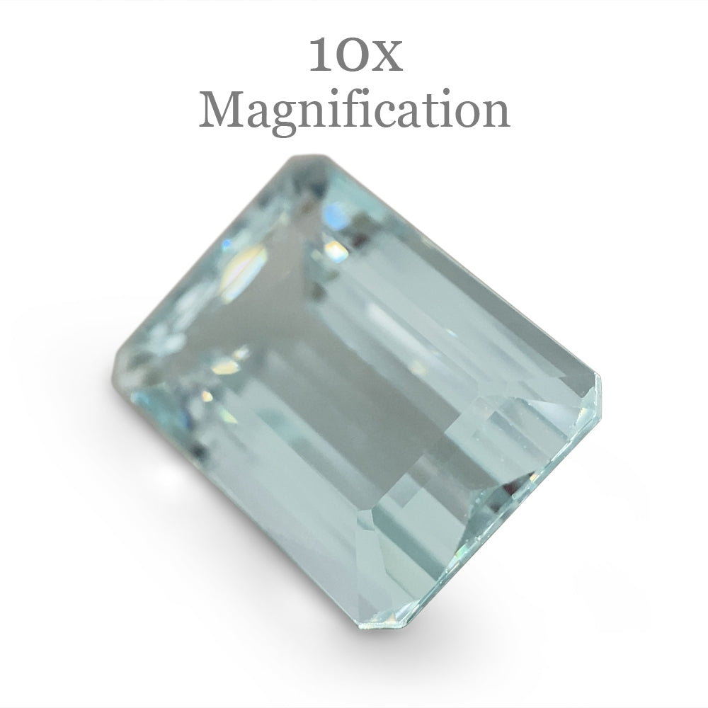 SkyJems 7.54ct Brazilian Blue Aquamarine, Emerald Cut Gemstone with Elegant Step-Cut Design and Pristine Clarity