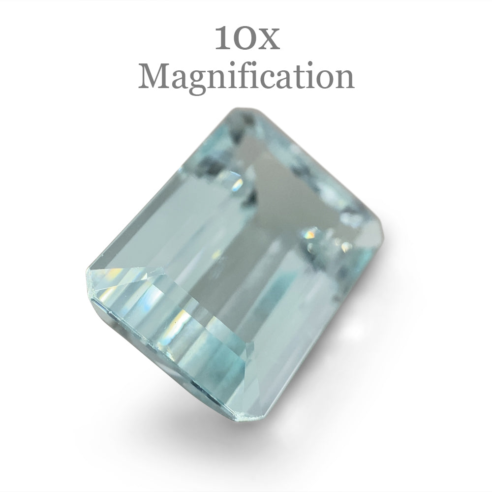 SkyJems 7.54ct Brazilian Blue Aquamarine, Emerald Cut Gemstone in Pristine Step Cut Style