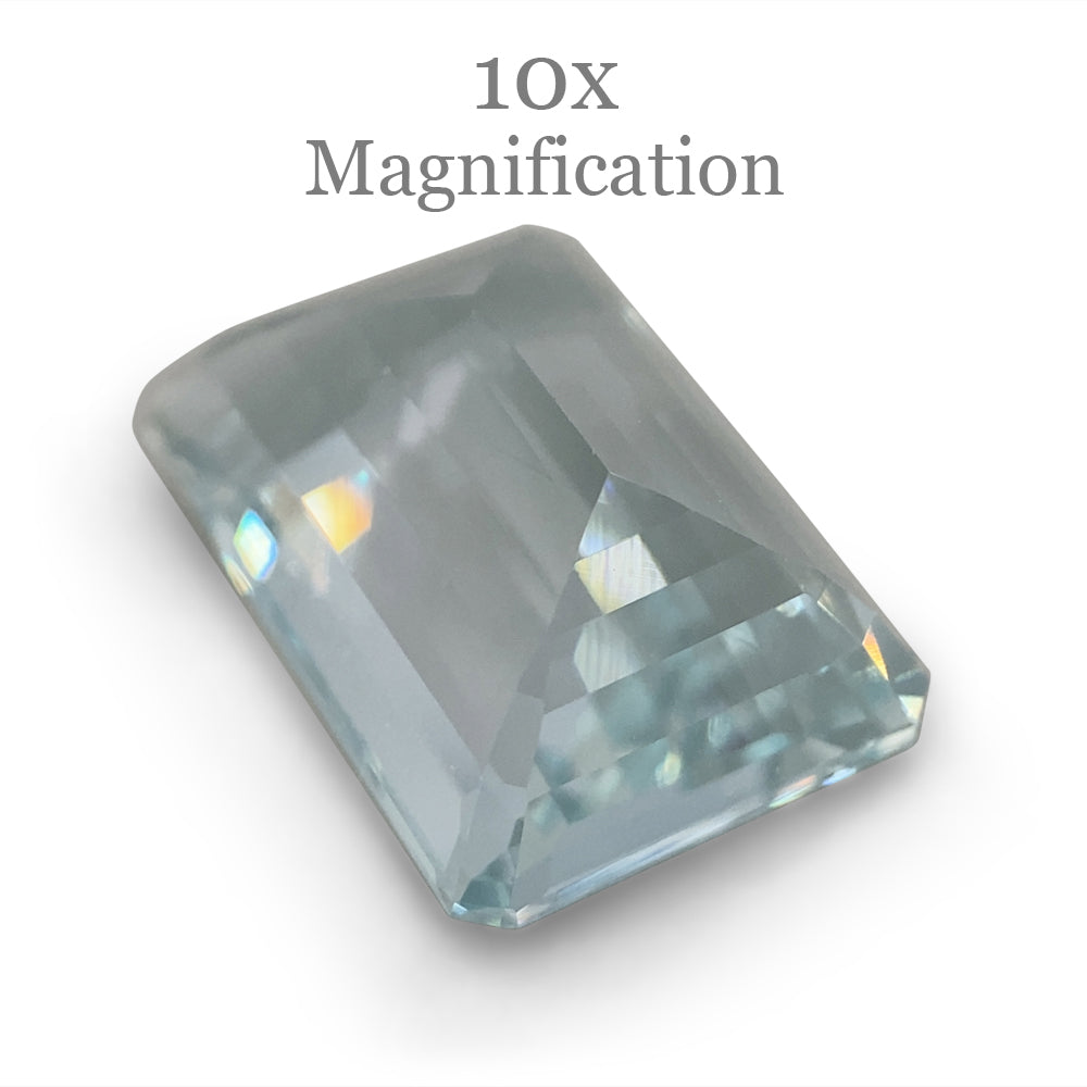 SkyJems 6.95ct Brazilian Blue Aquamarine, Emerald Cut Beryl Gemstone with Exceptional Clarity and Brilliance