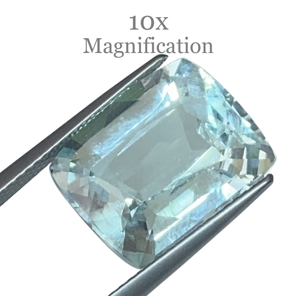 9.6ct Brazilian Cushion-Cut Aquamarine in Slightly Greenish Blue, Unheated Gem from SkyJems Gemstone Collection