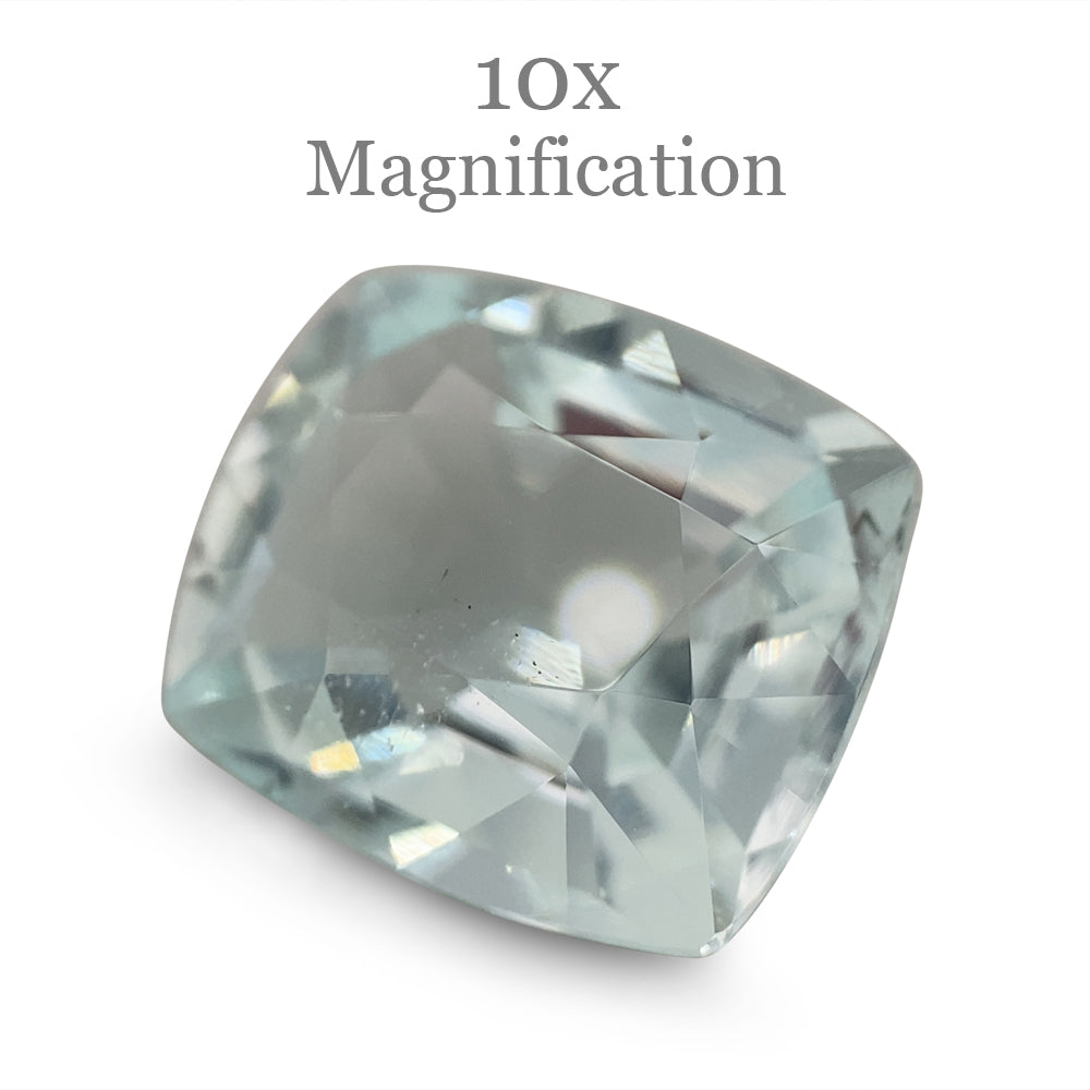 SkyJems 6.12ct Brazilian Cushion-Cut Aquamarine, pale blue beryl gemstone with subtle grey-green undertones