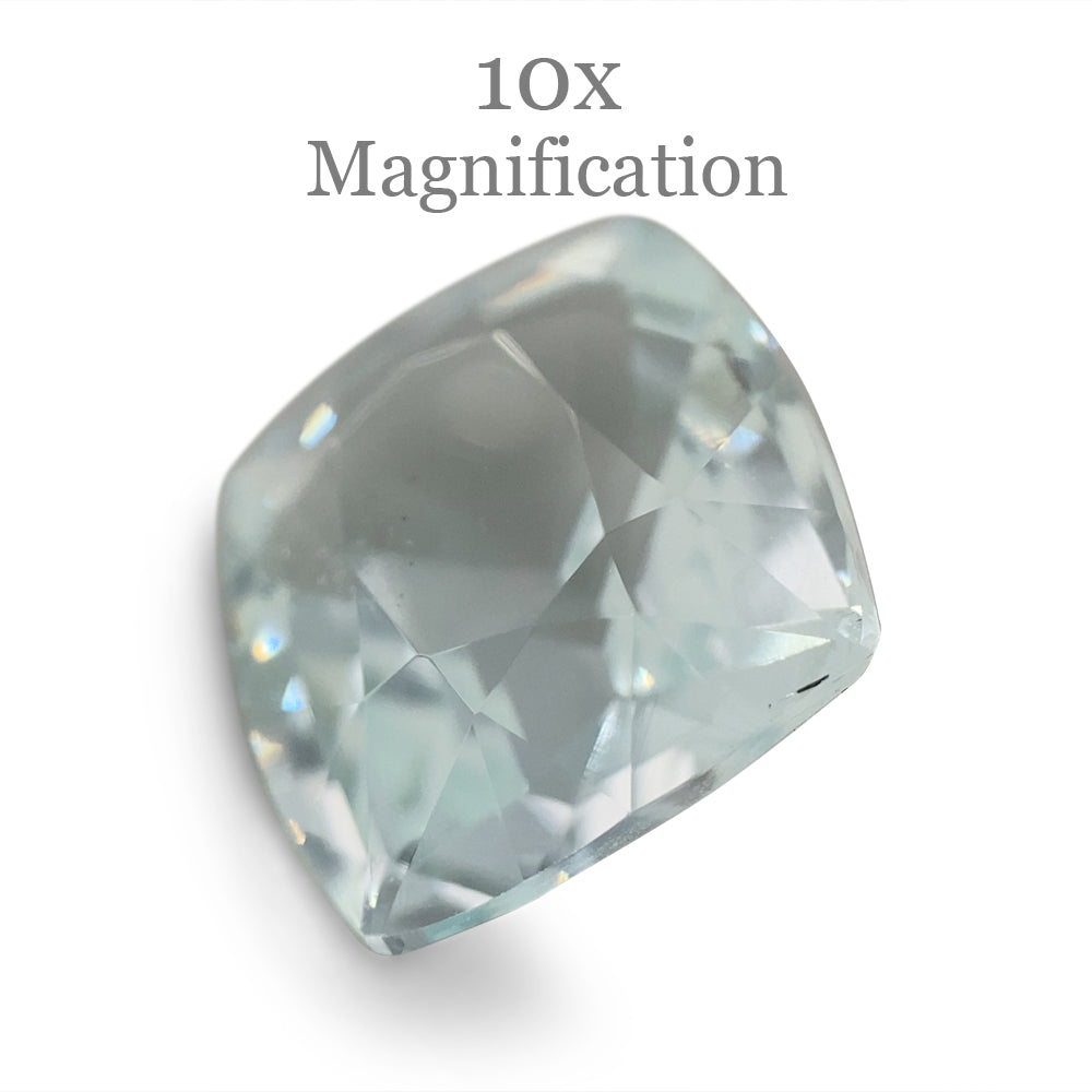 SkyJems 6.12ct Brazilian Cushion-Cut Aquamarine, pale blue beryl gemstone with subtle grey-green undertones
