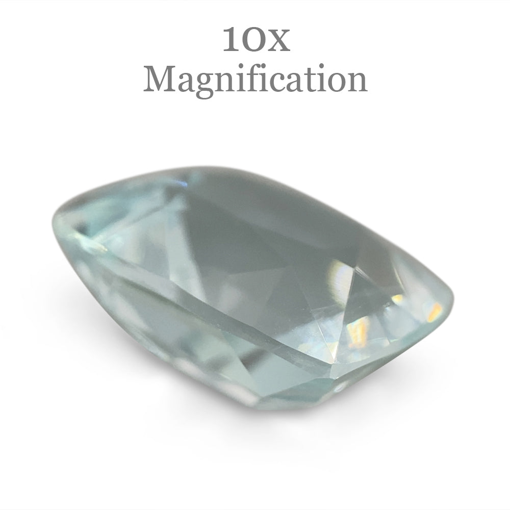 SkyJems 6.12ct Brazilian Cushion-Cut Aquamarine, pale blue beryl gemstone with subtle grey-green undertones