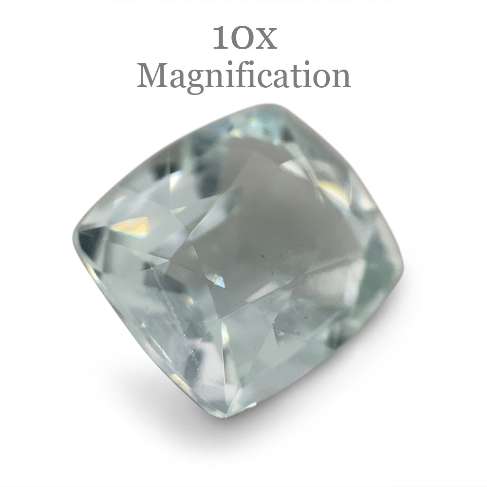 SkyJems 6.12ct Brazilian Cushion-Cut Aquamarine, pale blue beryl gemstone with subtle grey-green undertones