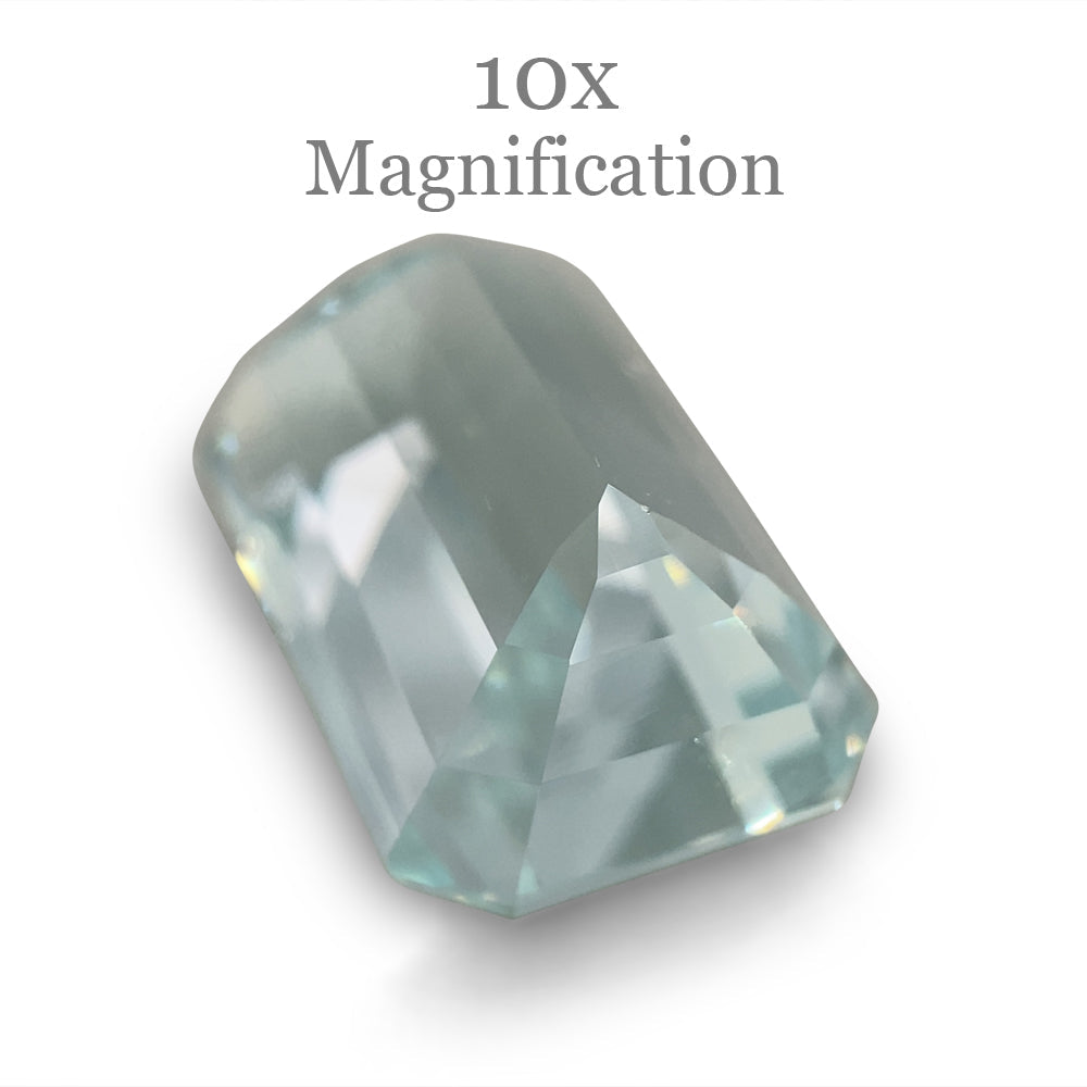 SkyJems 7.8ct Brazilian Aquamarine, very light blue emerald-cut gemstone, natural unheated beryl from Brazil