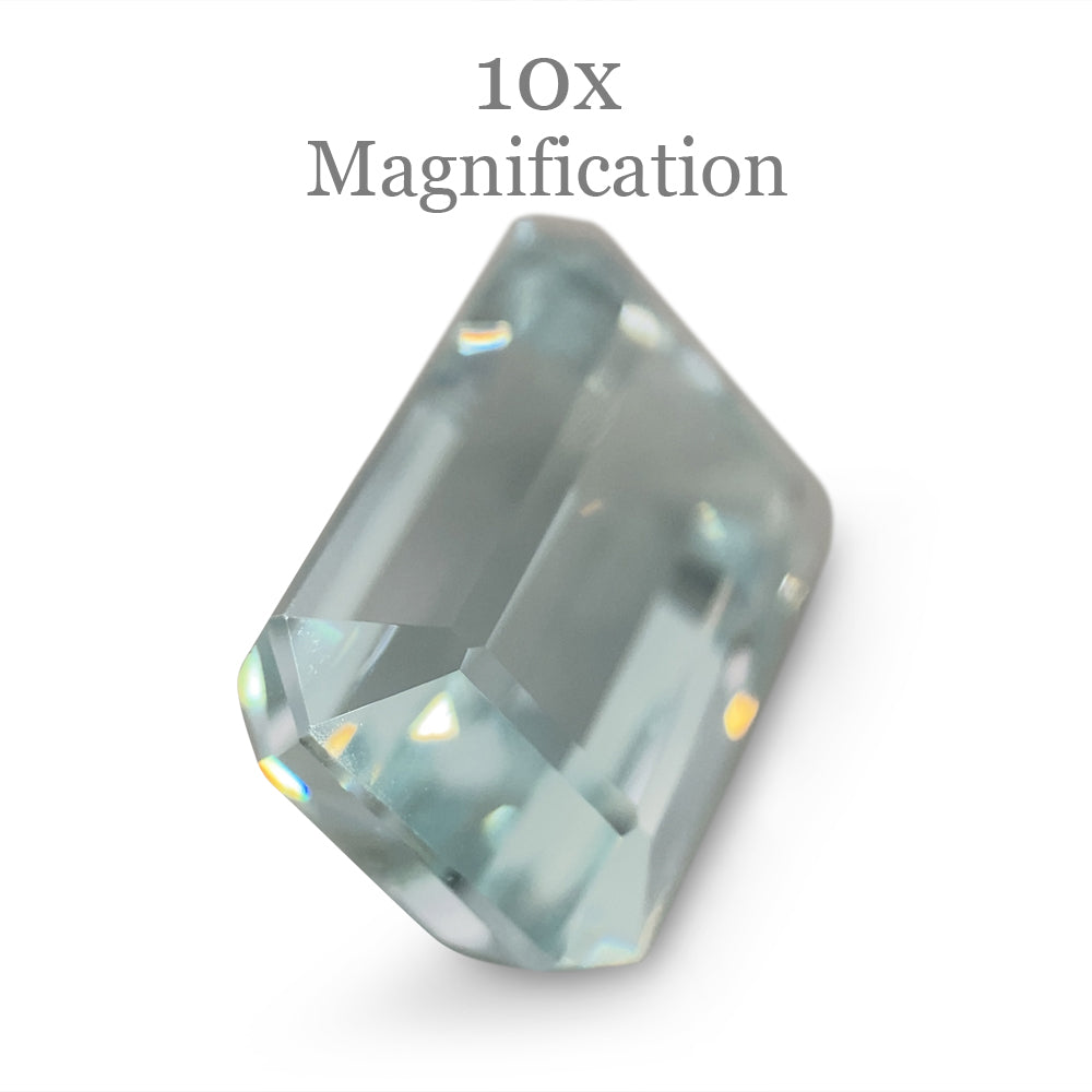 SkyJems 7.8ct Brazilian Aquamarine, very light blue emerald-cut gemstone, natural unheated beryl from premium gem collection