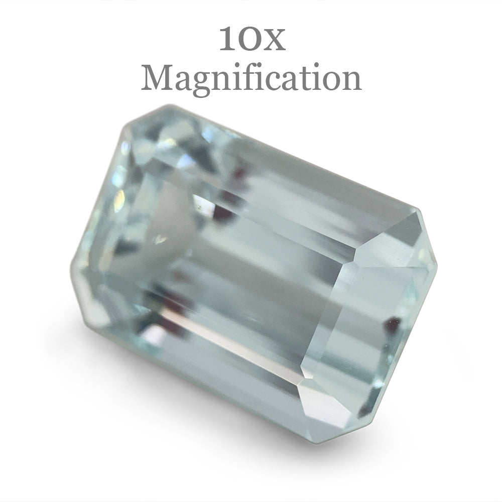SkyJems 7.8ct Brazilian Aquamarine, very light blue emerald-cut gemstone, natural unheated beryl from premium gem collection