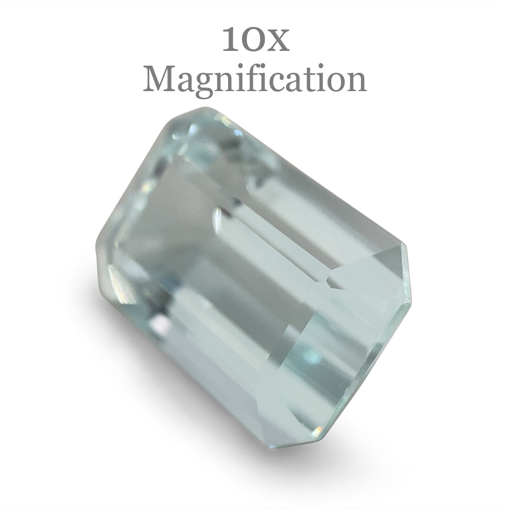 SkyJems 7.8ct Brazilian Aquamarine, very light blue emerald-cut gemstone, natural unheated beryl from premium gem collection