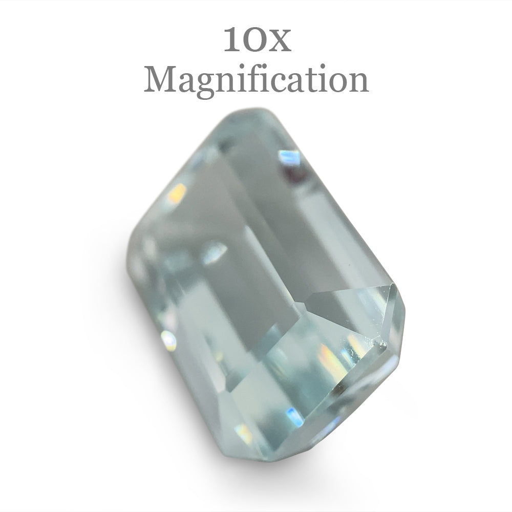 SkyJems 7.8ct Brazilian Aquamarine, very light blue emerald-cut gemstone from premier Canadian gem collection