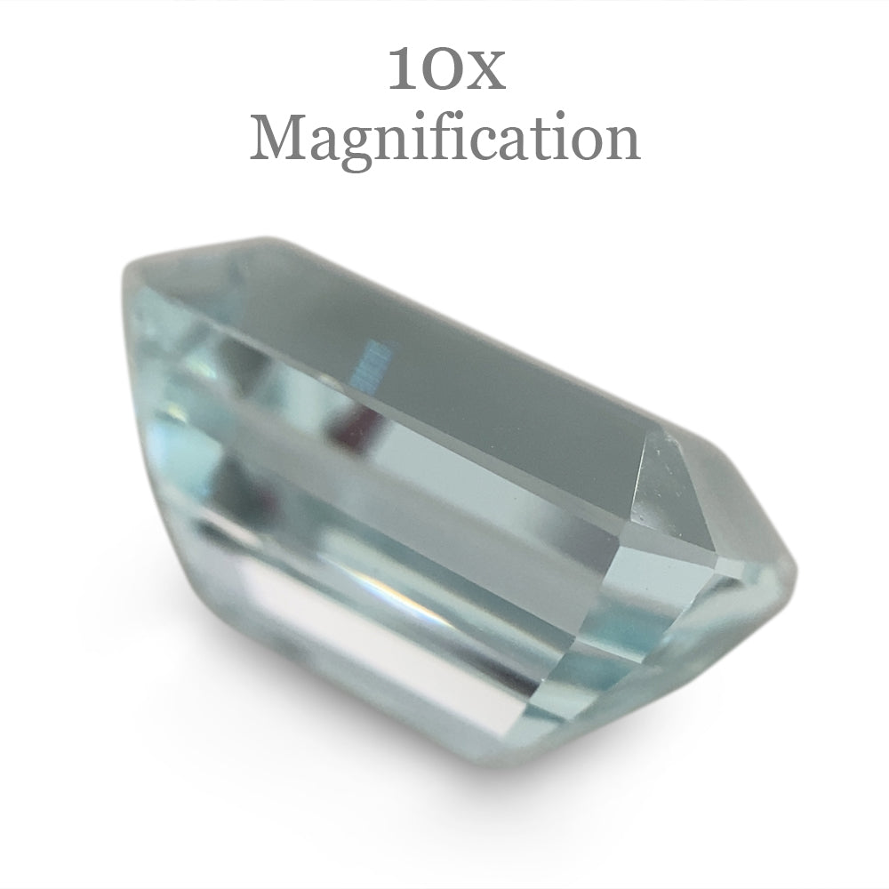 SkyJems 7.8ct Brazilian Aquamarine, very light blue emerald-cut gemstone, natural unheated beryl from Brazil