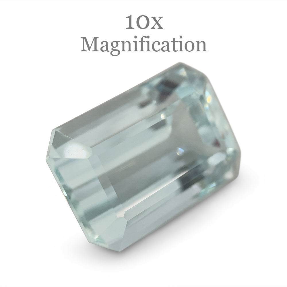 SkyJems 7.8ct Brazilian Aquamarine, very light blue emerald-cut gemstone, natural unheated beryl from premium gem collection