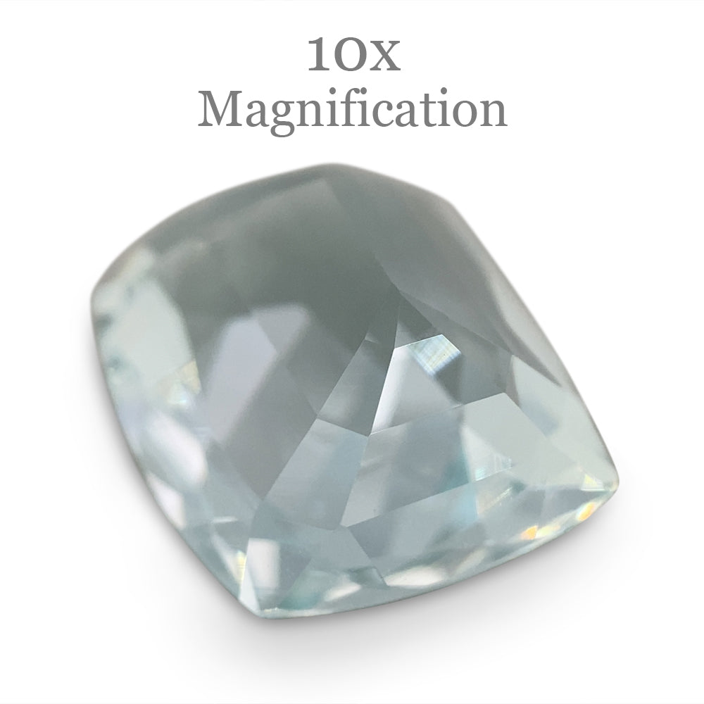 SkyJems 8.65ct Brazilian Cushion-Cut Aquamarine, pale blue beryl gemstone with subtle grey-green undertones