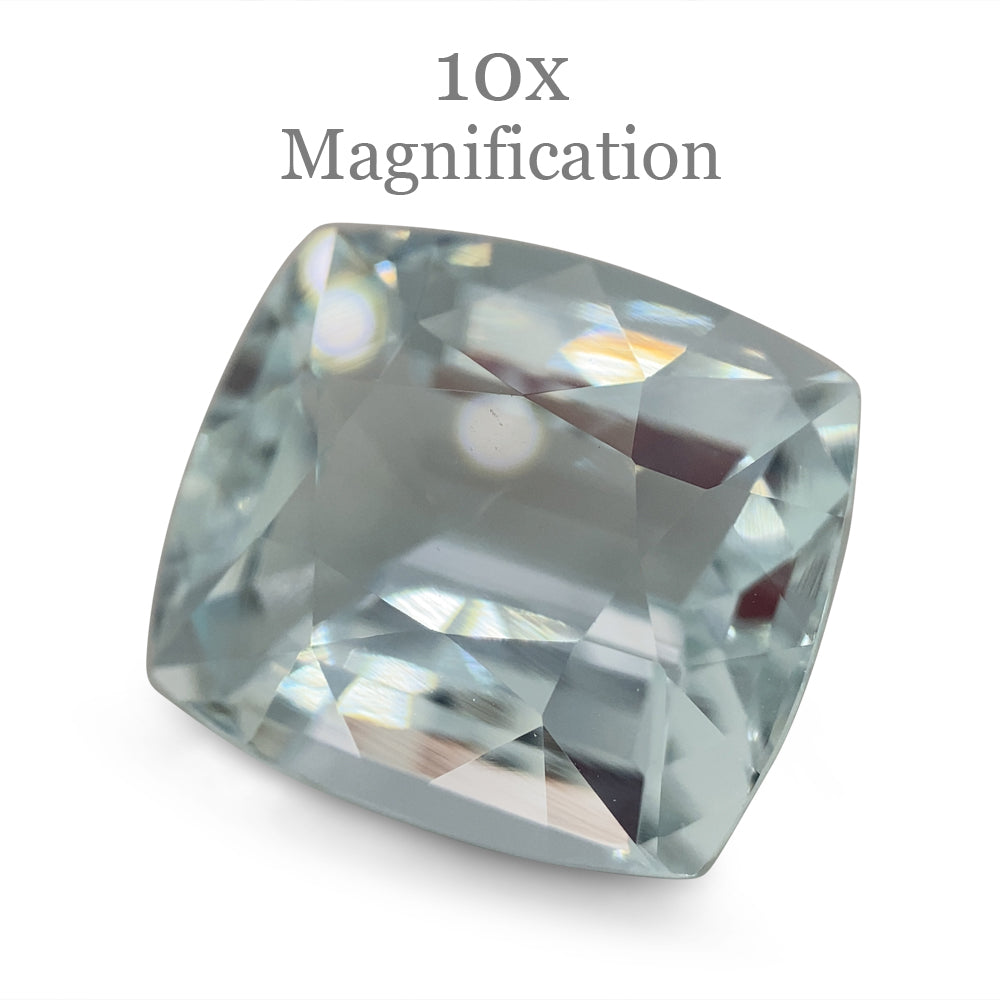 SkyJems 8.65ct Brazilian Cushion-Cut Aquamarine, pale blue beryl gemstone with subtle grey-green undertones