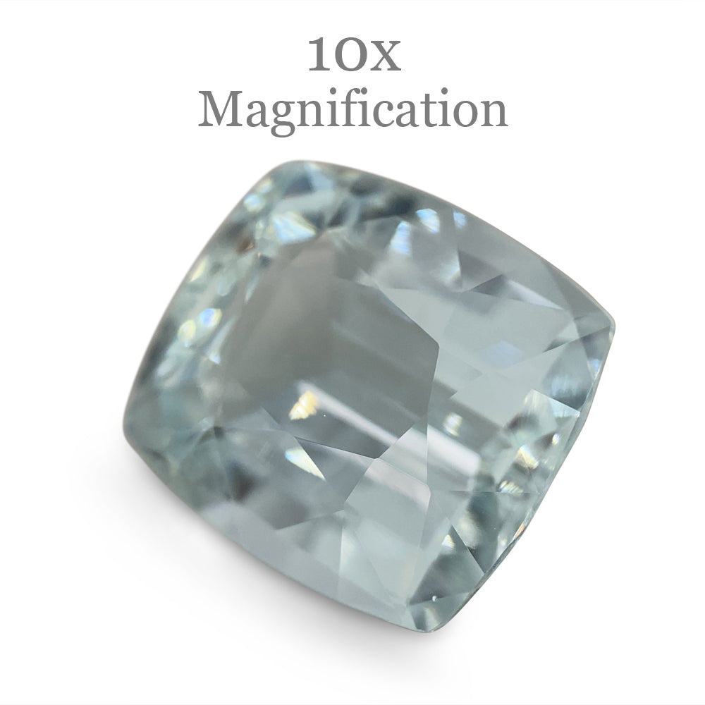 SkyJems 8.65ct Brazilian Cushion-Cut Aquamarine, pale blue beryl gemstone with subtle grey-green undertones