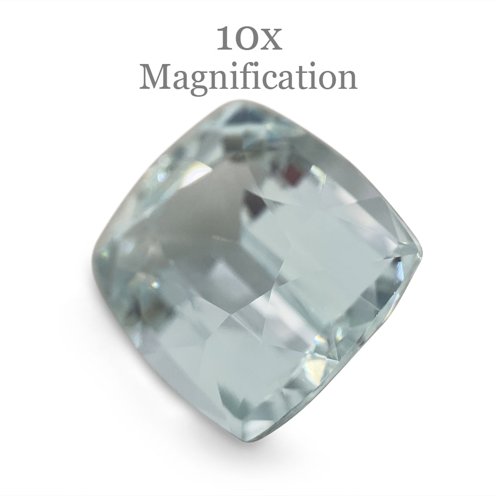 SkyJems 8.65ct Brazilian Cushion-Cut Aquamarine, soft blue-green beryl gemstone with exceptional clarity and brilliance