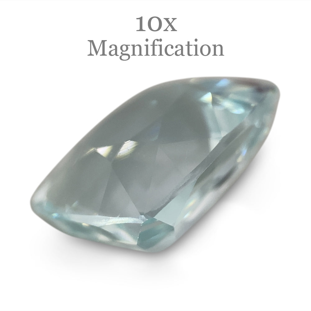 SkyJems 8.65ct Brazilian Cushion-Cut Aquamarine, soft blue-grey beryl gemstone with exceptional clarity and brilliance