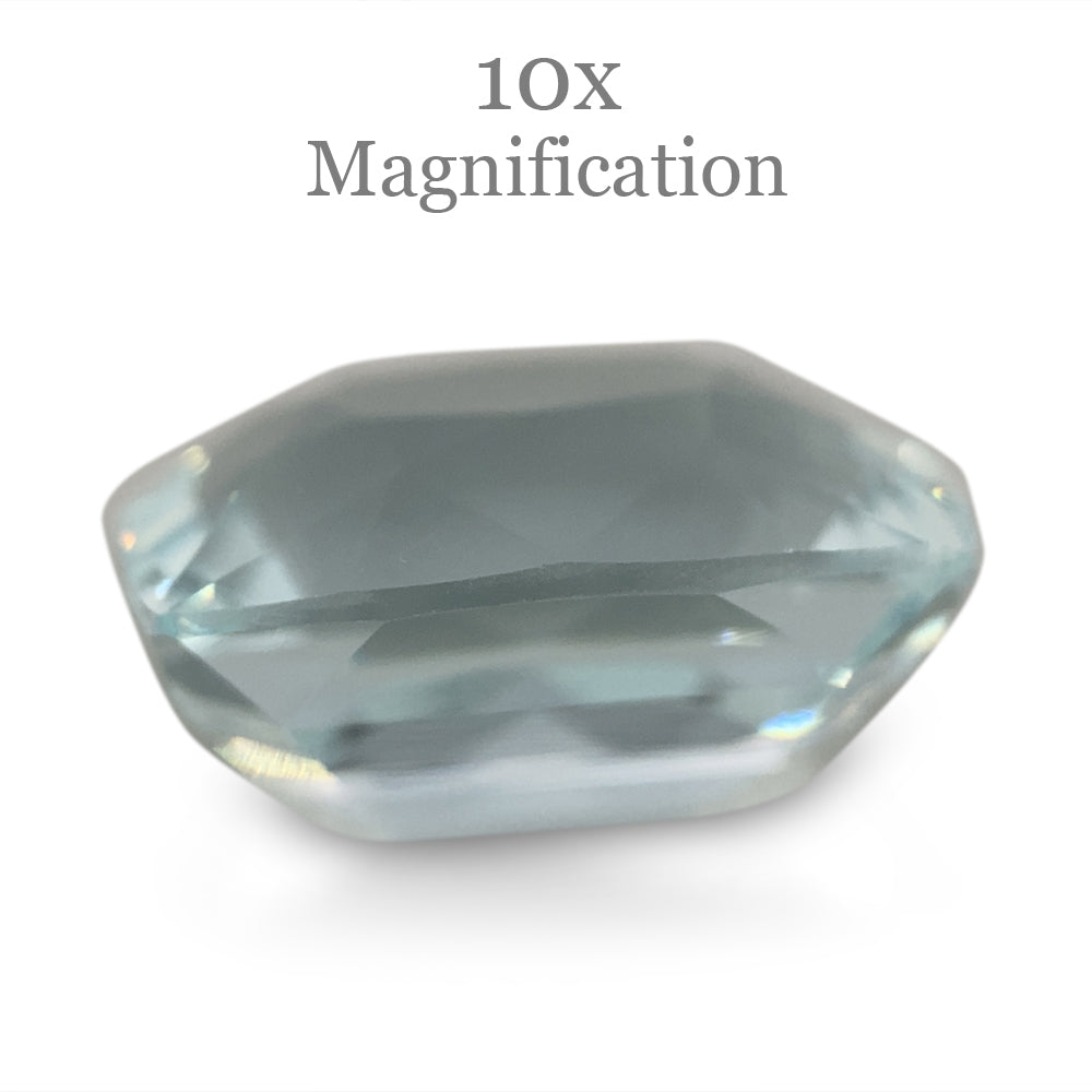 SkyJems 8.65ct Brazilian Cushion-Cut Aquamarine, pale blue beryl gemstone with subtle grey-green undertones