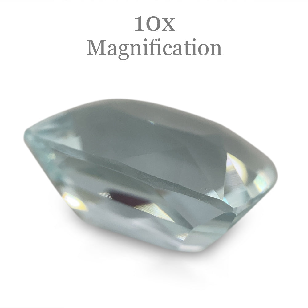 SkyJems 8.65ct Brazilian Cushion-Cut Aquamarine, pale blue beryl gemstone with subtle grey-green undertones