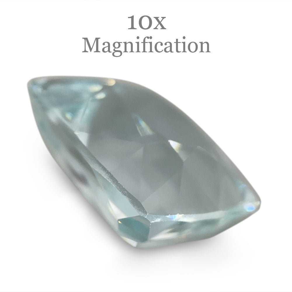 SkyJems 8.65ct Brazilian Cushion-Cut Aquamarine, pale blue beryl gemstone with subtle grey-green undertones
