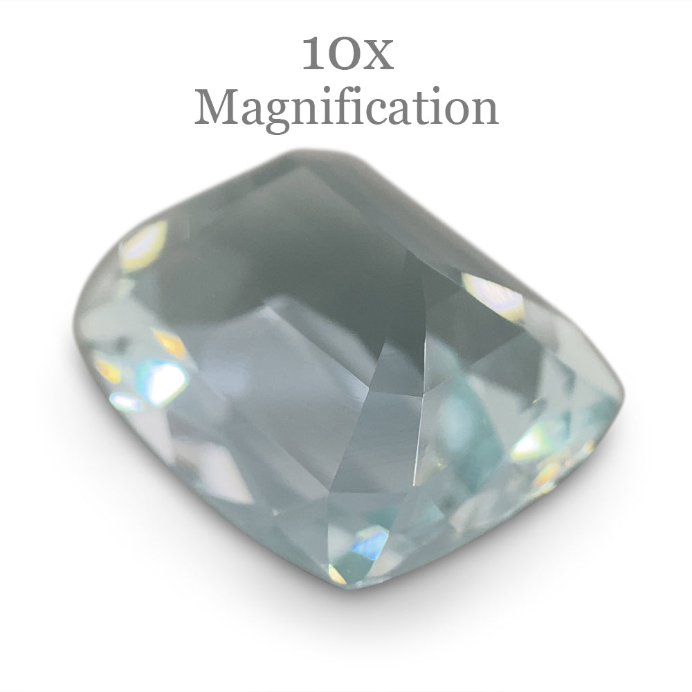 SkyJems 8.65ct Brazilian Cushion-Cut Aquamarine, pale blue beryl gemstone with subtle grey-green undertones