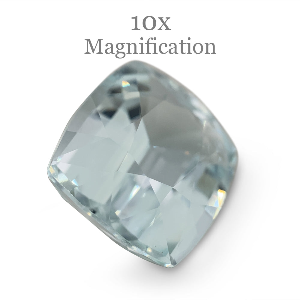 SkyJems 8.65ct Brazilian Cushion-Cut Aquamarine, soft blue-grey beryl gemstone with natural, unheated clarity
