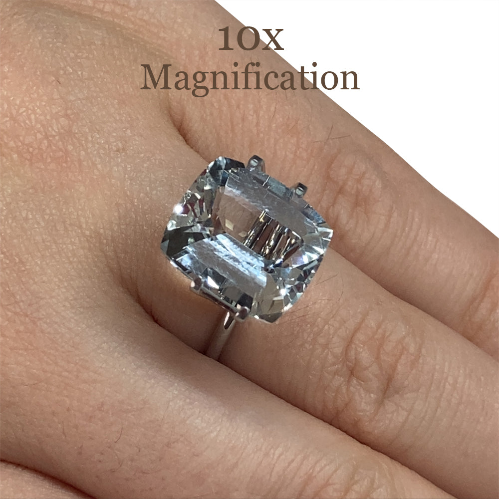 SkyJems 8.65ct Brazilian Cushion-Cut Aquamarine, soft blue-grey beryl gemstone with elegant step-cut brilliance