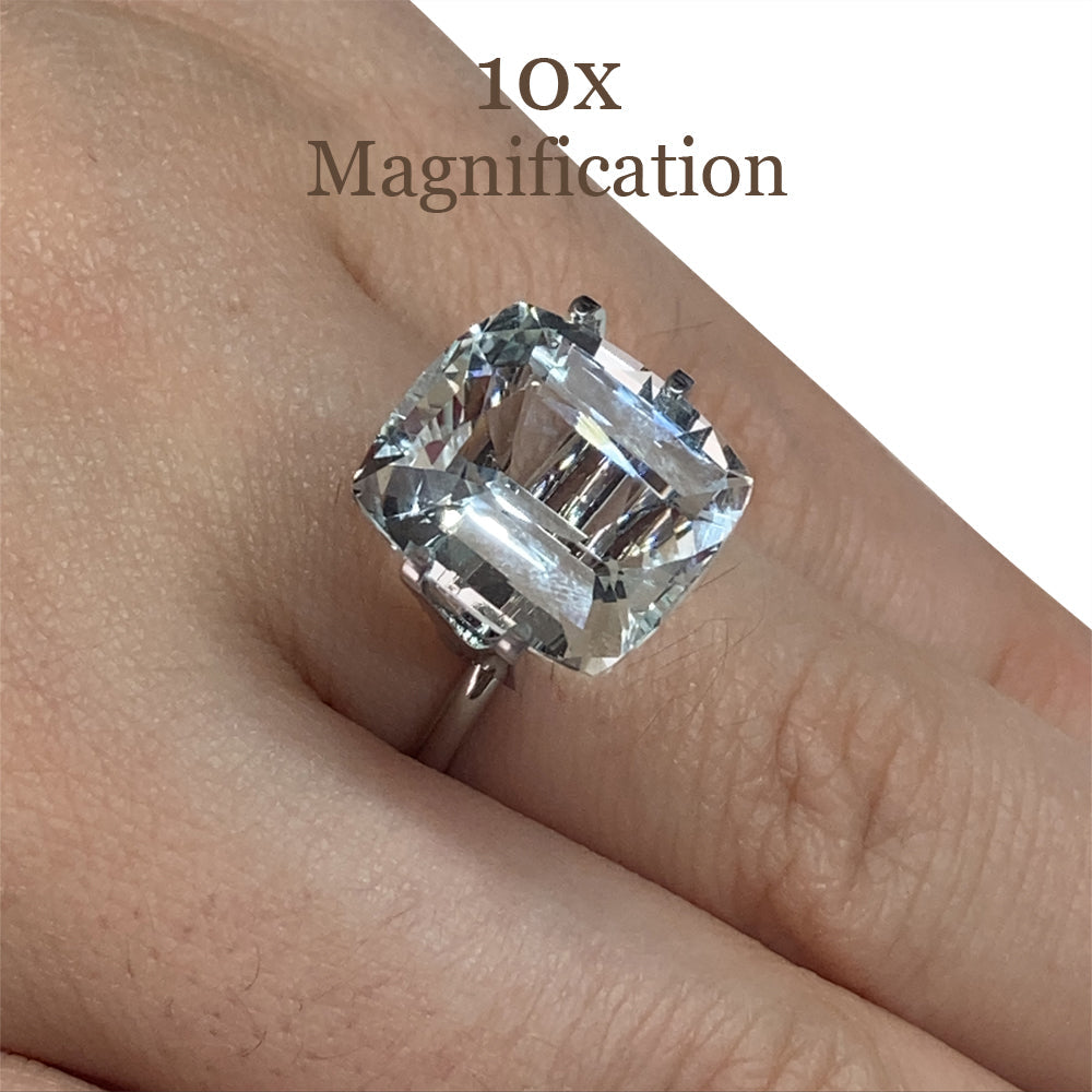 SkyJems 8.65ct Brazilian Cushion-Cut Aquamarine, soft blue-grey beryl gemstone with exceptional clarity and brilliance