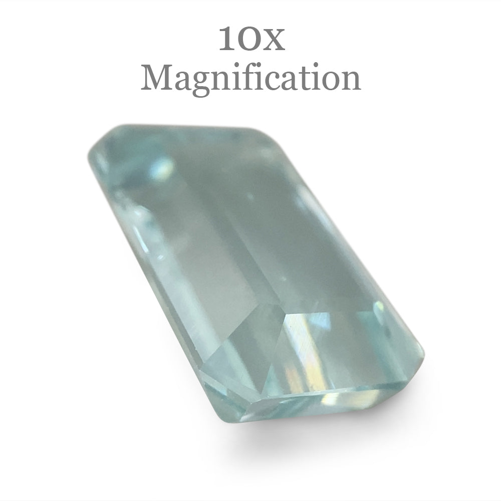 SkyJems 4.84ct Brazilian Aquamarine, pale blue emerald-cut gemstone with subtle green undertones, precision step-cut