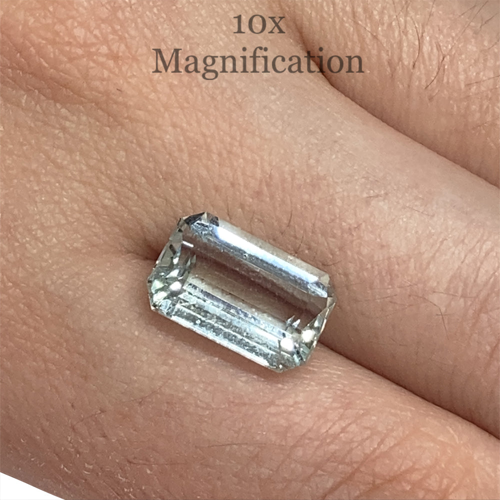 SkyJems 4.84ct Brazilian Aquamarine, pale blue emerald-cut gemstone with soft green undertones, precision step-cut design