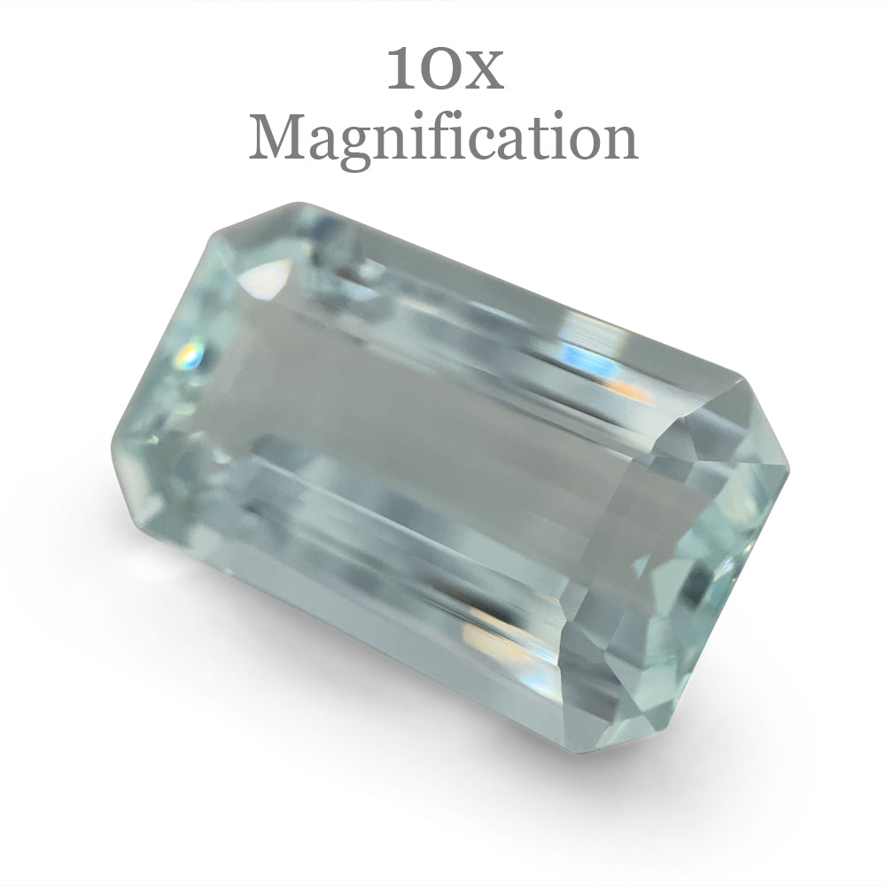 SkyJems 13.18ct Brazilian Aquamarine, vivid blue emerald-cut gemstone with exceptional clarity and brilliance