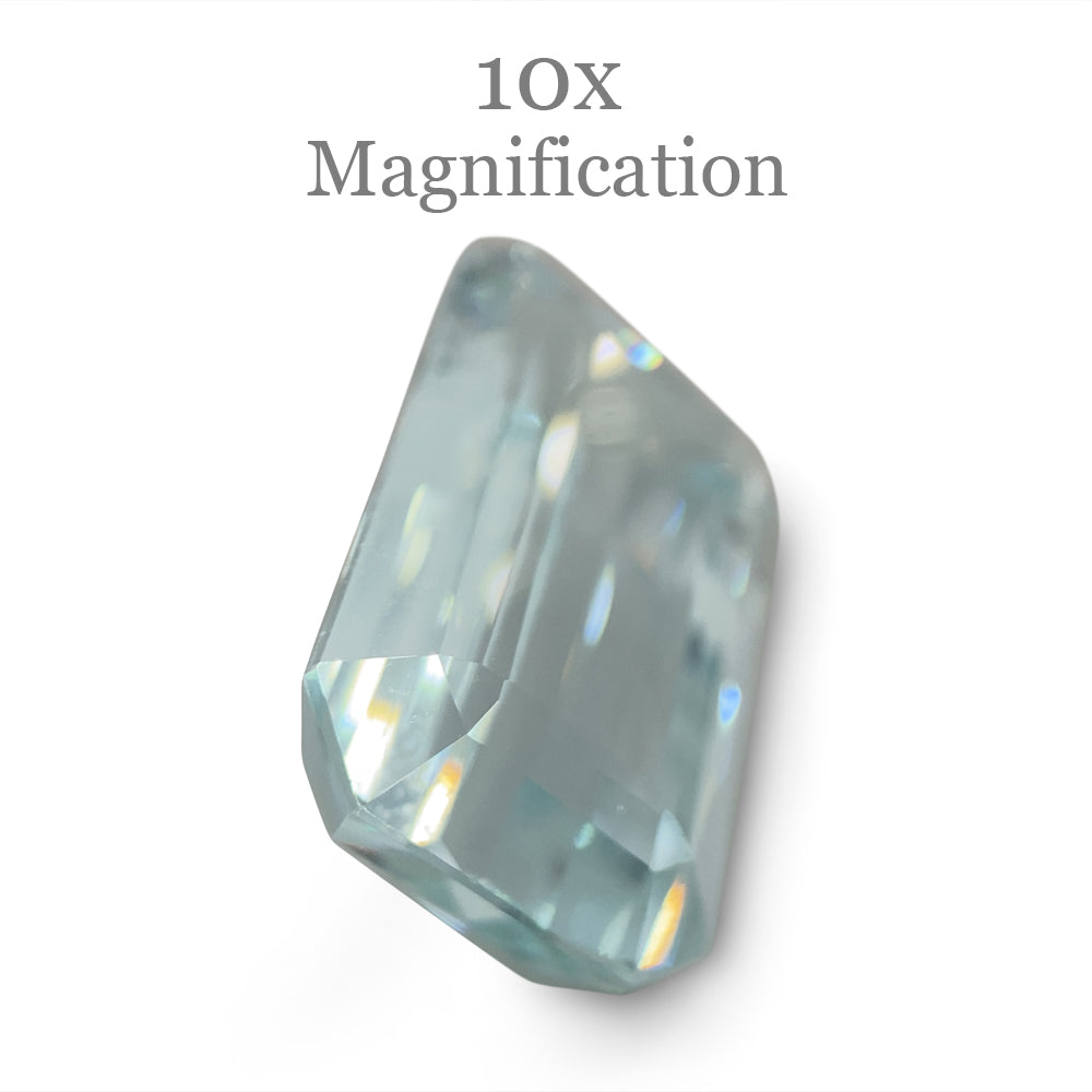 SkyJems 13.18ct Brazilian Aquamarine, vivid blue emerald-cut gemstone with exceptional clarity and brilliance