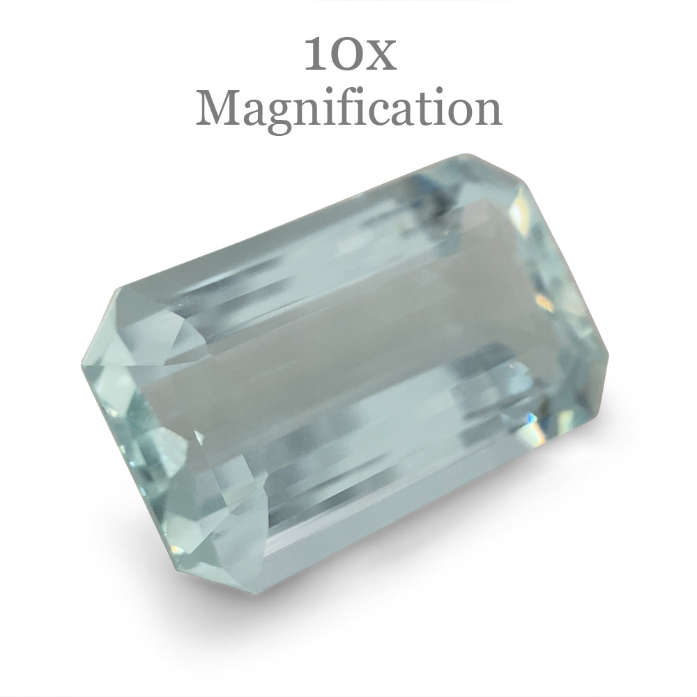 SkyJems 13.18ct Brazilian Aquamarine, vivid blue emerald-cut gemstone with exceptional clarity and light performance