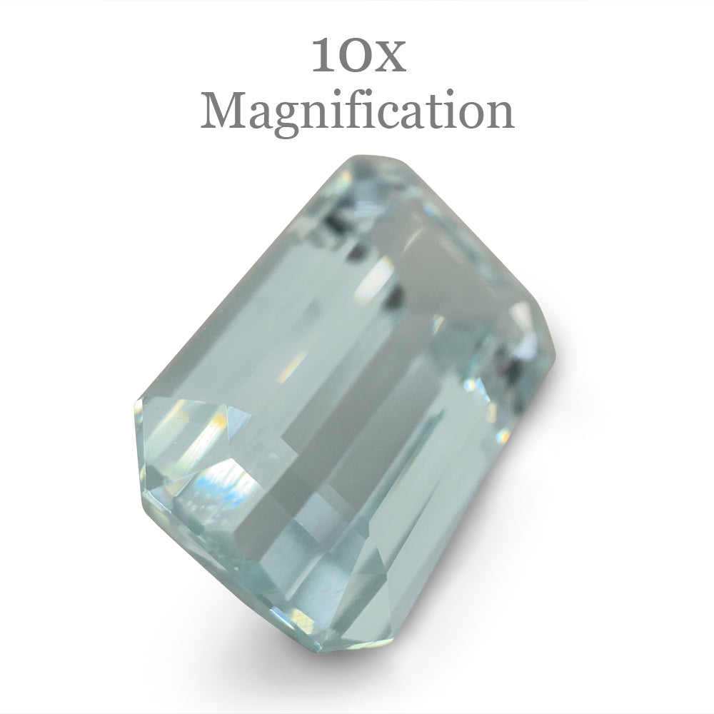 SkyJems 13.18ct Brazilian Aquamarine, vivid blue emerald-cut gemstone with exceptional clarity and brilliance