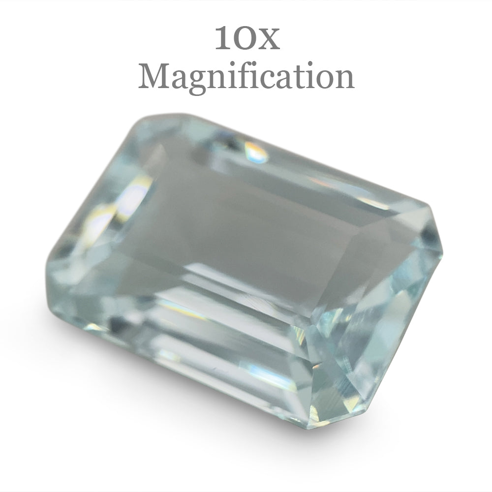 SkyJems 9.29ct Brazilian Aquamarine, light blue emerald-cut beryl gemstone with subtle grey-green undertones