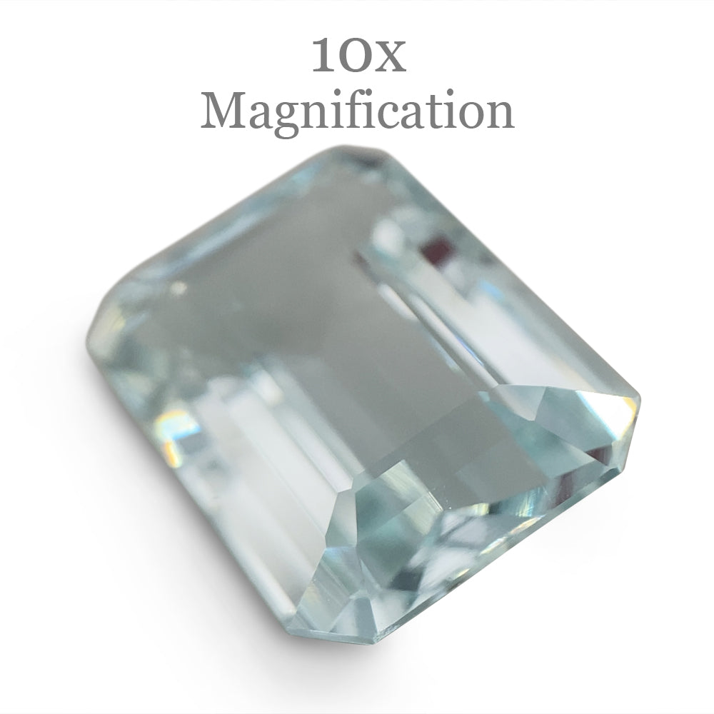 SkyJems 9.29ct Brazilian Aquamarine, light blue emerald-cut beryl gemstone with subtle green undertones
