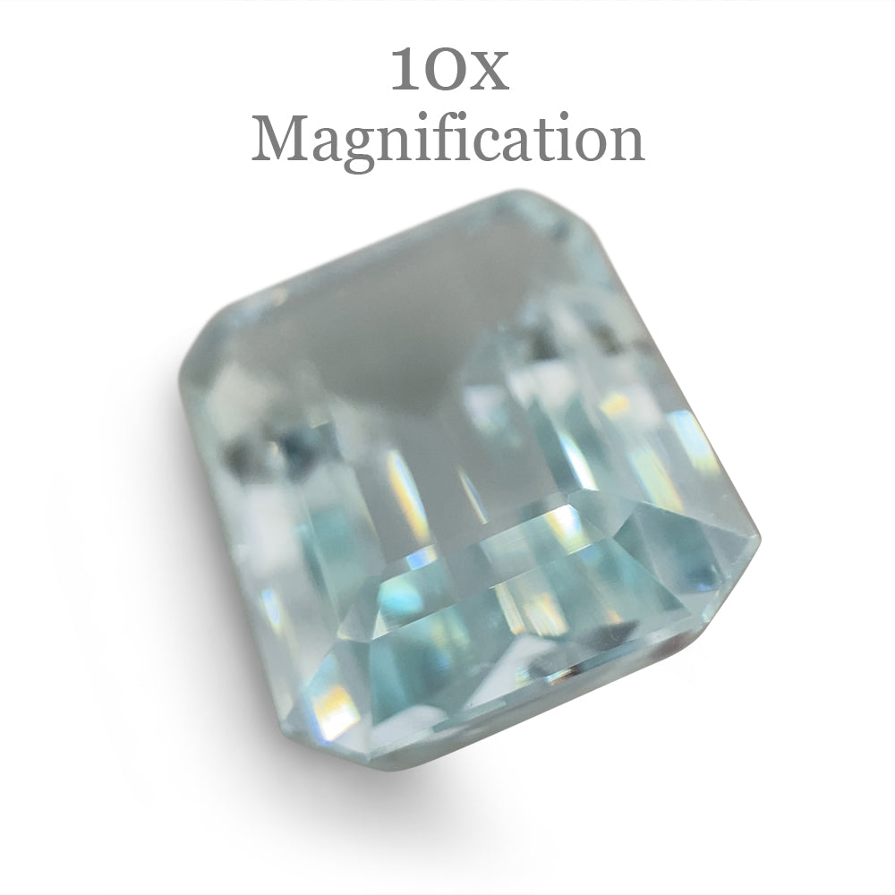 SkyJems 9.29ct Brazilian Aquamarine, light blue emerald-cut gemstone, natural unheated beryl from premium gem collection
