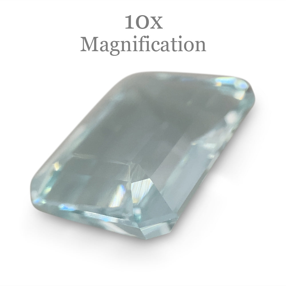 SkyJems 9.29ct Brazilian Aquamarine, light blue emerald-cut gemstone, natural unheated beryl from premium gem collection
